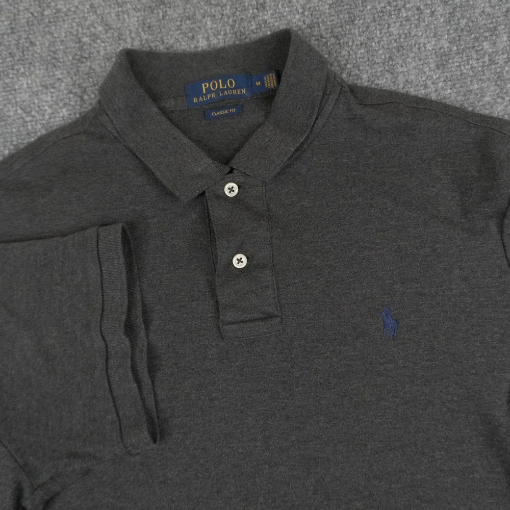 Polo Ralph Lauren Polo Shirt Mens Medium Dark Grey Classic Fit Short Sleeve Pony